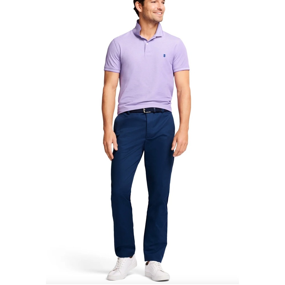 NWOT IZOD Mens Straight Fit American Chino Navy Blue Pants 36x30 Business Casual